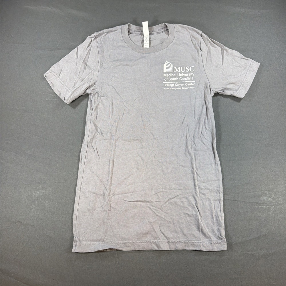 gray short-sleeve t-shirt featuring a white Medical University